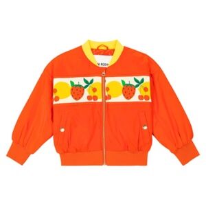 Mini Rodini Kids' Fruit-print Bomber Jacket in Orange
